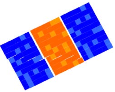 PV thermal imaging — one module hotter than neighboring modules