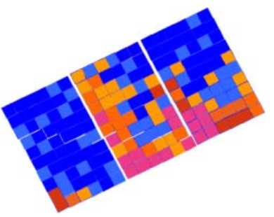PV thermal imaging — scattered individual hot cells across the module